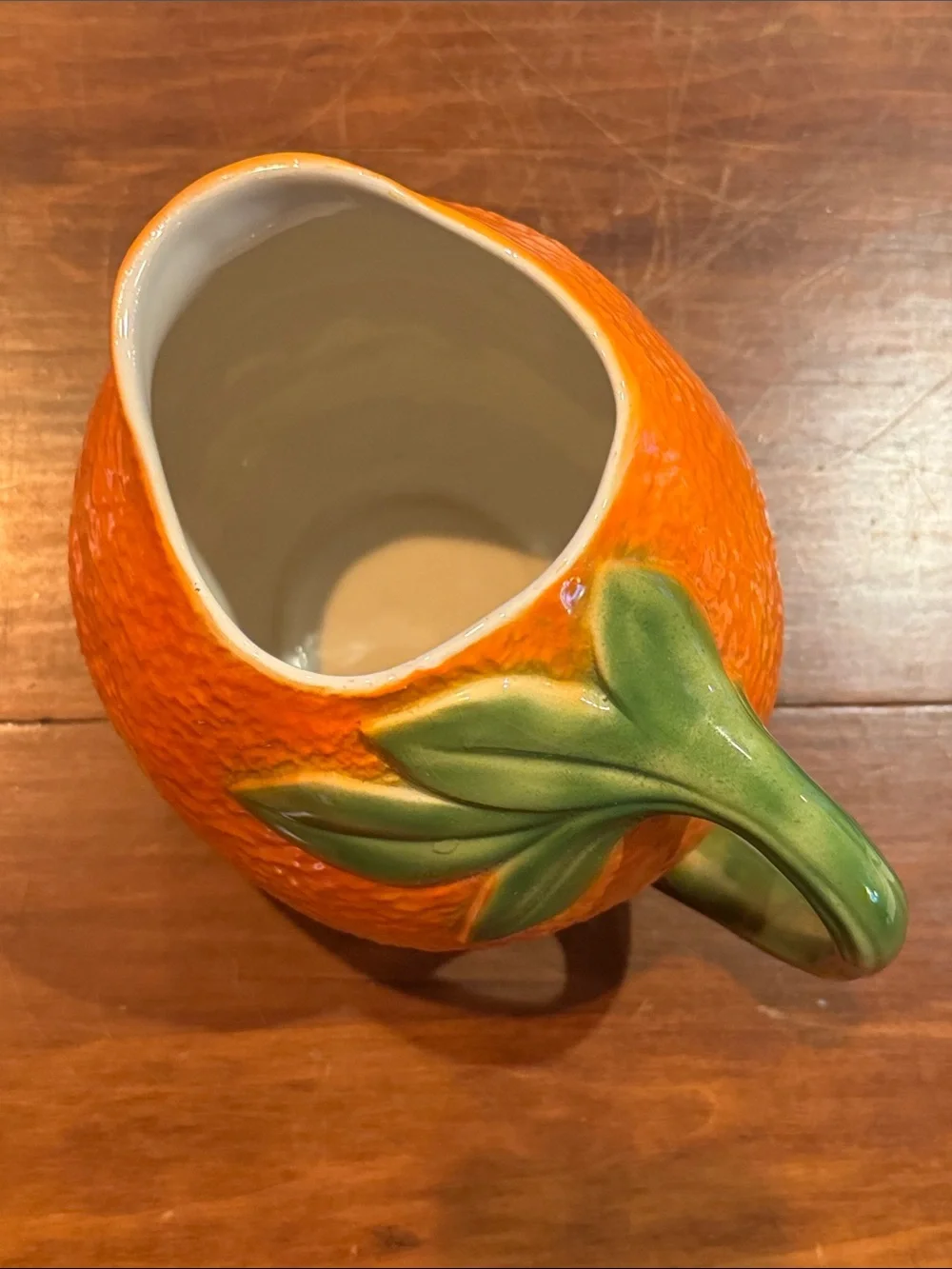 Williams Sonoma Orange Pitcher Vintage Made in Italy Beverage Leaves Cottagecore